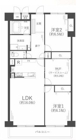 吹田芙蓉ハイツの間取り|2LDK＋S