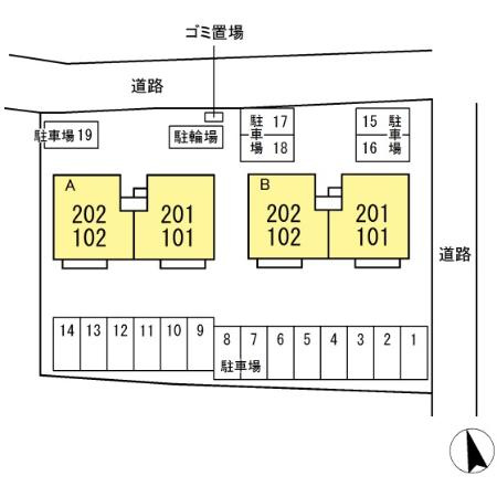 グランドソレイユ Ａ・Ｂの区画図