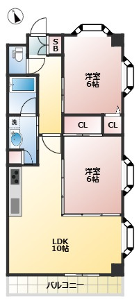 オーキッドハウス　3方角住戸　オートロック　陽当たり良好の間取り