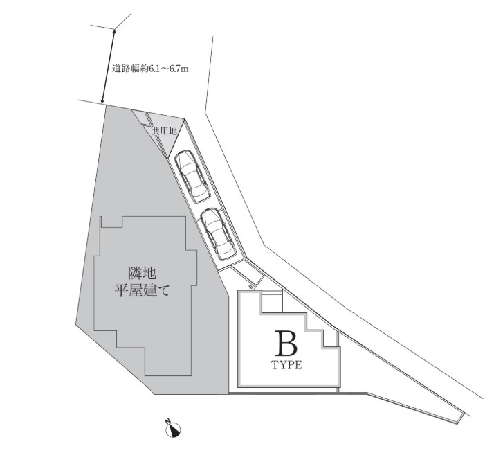 豊明市前後町仙人塚Ⅱ　の区画図|全体区画数｜全2棟
◆駐車2台可能！(但し、車種による)
◎まずは、お気軽にお問い合わせください。現地を案内しながら周辺環境も見て頂けます。