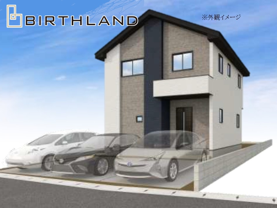 新築戸建・建売　福島市八島田字上干損田　LIGARE　全1棟の外観パース|＜1号棟＞ウォークインクローゼット2か所の全居室収納完備！収納充実の間取りです！