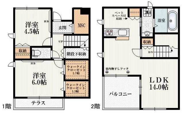 メゾン・ドール・エ・ベールの間取り|★角部屋３面採光★収納スペースが多くございます。