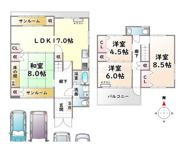 【間取り】 | はなの芽貸家【名古屋市賃貸・駐車場4台】