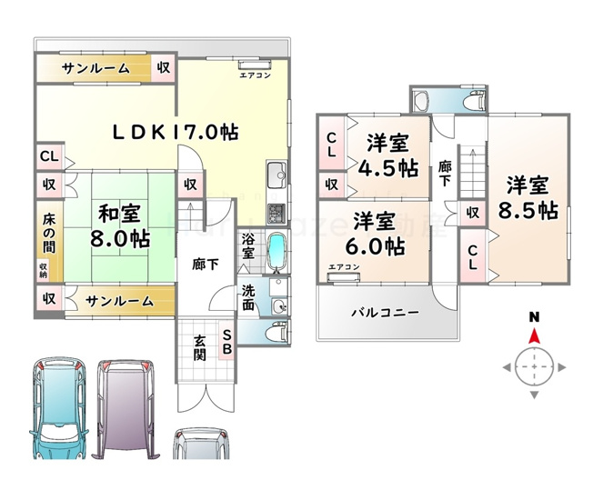 【間取り】 | はなの芽貸家【名古屋市賃貸・駐車場4台】