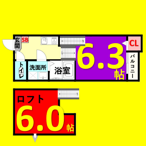 K’s Garden 栄生　名古屋市賃貸　仲介手数料無料の間取り