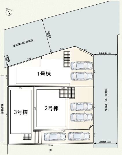 秦野市羽根新築戸建て　第1-3号棟の区画図|区画図「秦野市羽根新築戸建て」