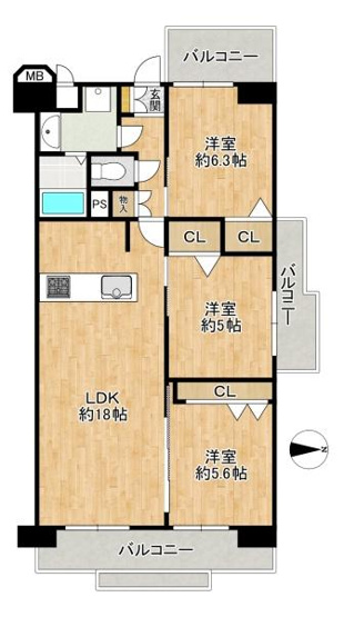 【間取り】 | シャトー第２八戸の里　中古マンション