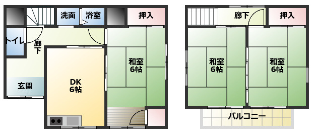 春日井市下屋敷町戸建ての間取り