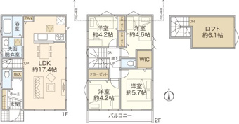 南向きの4LDK。人気のリビングイン階段を備え、パントリーやウォークインクローゼット等収納豊富です