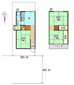 【間取り】 | 橿原市中曽司町中古テラスハウス