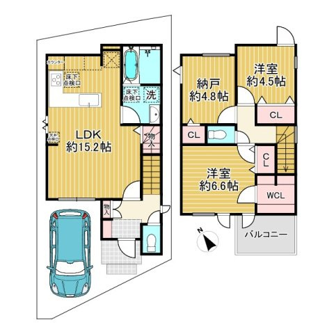京都市右京区西京極畑田町の間取り|認定低炭素住宅の新築一戸建て
ウォークインクローゼット付きのプランです！