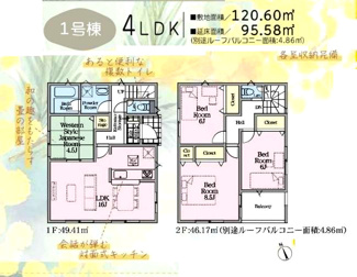【間取り】 | 伊勢原市沼目5丁目 1号棟 第26 | 南向き　２階建て　4LDK　全居室収納付き　和室　２階全居室６帖以上