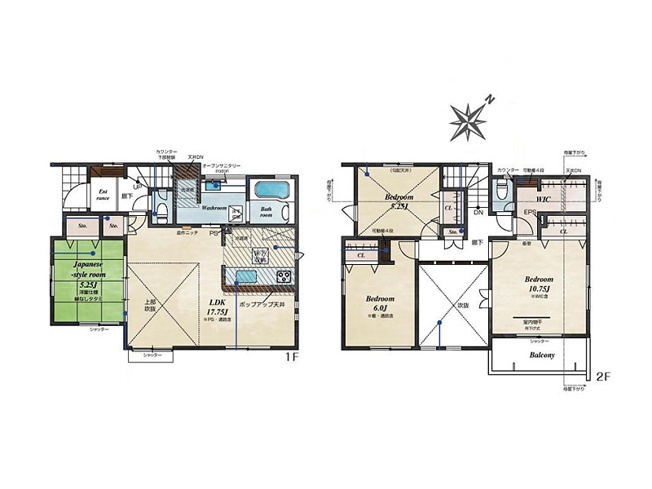 【間取り】 | 清瀬市下宿3丁目　新築一戸建住宅　全4棟　(志木本店) | 吹抜け×ポップアップ天井で、明るさとデザイン性を両立したLDK。