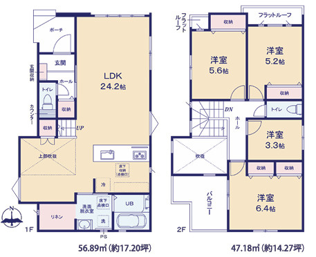 糟屋郡志免町5期　1号棟の間取り