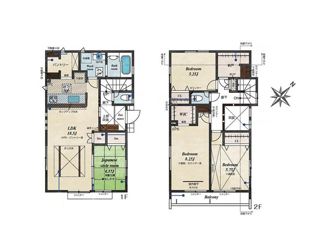 【間取り】 | 清瀬市下宿3丁目　新築一戸建住宅　全4棟　(志木本店) | 天井高を活かし、開放感を演出する折り上げ天井のリビング。