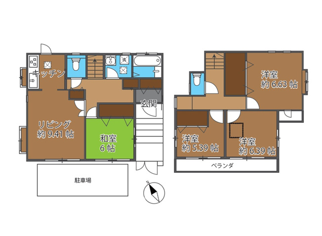 【間取り】 | 新座市野火止1丁目　中古一戸建住宅　(志木本店) | ファミリーに嬉しい4LDK。リビングと続き間になった和室は客間やベビールームとしても便利です。