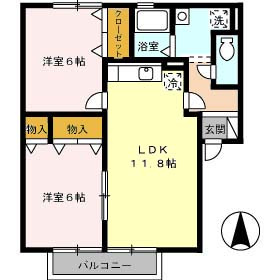 【間取り】 | フローラルコート | 2LDKのお部屋です