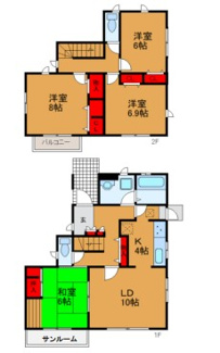 【間取り】 | 四街道市池花　中古一戸建て　JR総武本線【物井】駅 | 4LDK　土地面積178.15㎡　延床面積105.98㎡