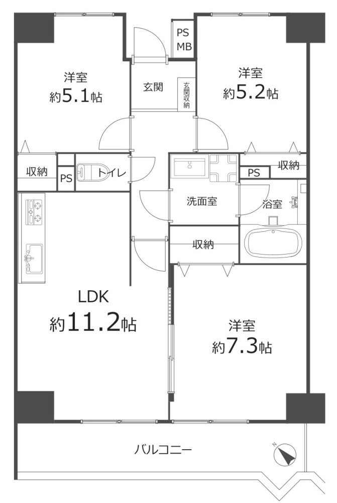 サンドール長田南館の間取り|ご内覧はお気軽にリクラス不動産販売までお問合せください