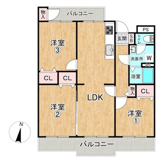 【間取り】 | すすき野第２団地第２住宅３－１号棟 | 室内2026年2月新規リフォーム済！３ＬＤＫファミリータイプ。ウッドテイストで温かみのある仕様です。