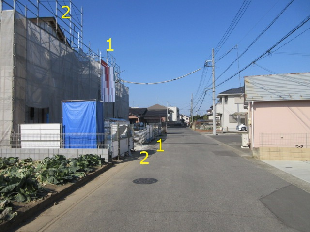 【仲介手数料無料】新築戸建　深谷市上柴町東6-13-17（全2棟）の前面道路含む現地写真