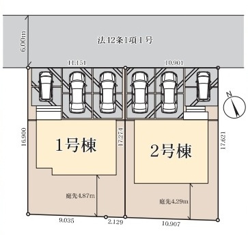 【仲介手数料無料】新築戸建　深谷市上柴町東6-13-17（全2棟）の区画図