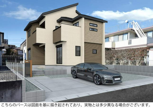  の外観パース|太陽光発電とオール電化、エコキュートを標準装備！
毎月の電気代を抑える仕組みが整っています☆