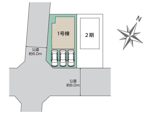 上尾市向山2丁目　1期　新築一戸建て　ブルーミングガーデン　01の区画図|1号棟