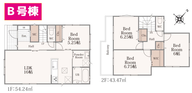 【間取り】 | 沼津市本字松下845番 新築建売分譲住宅 建物＋土地 TW06060 | 沼津市本　B号棟間取り図