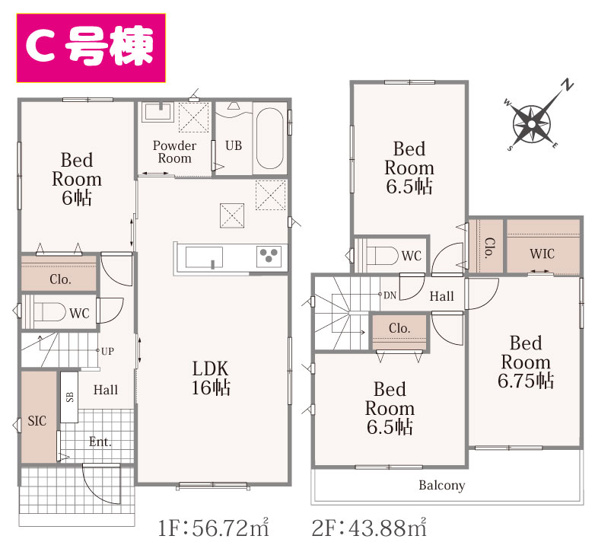 【間取り】 | 沼津市本字松下845番 新築建売分譲住宅 建物＋土地 TW06060 | 沼津市本　C号棟間取り図