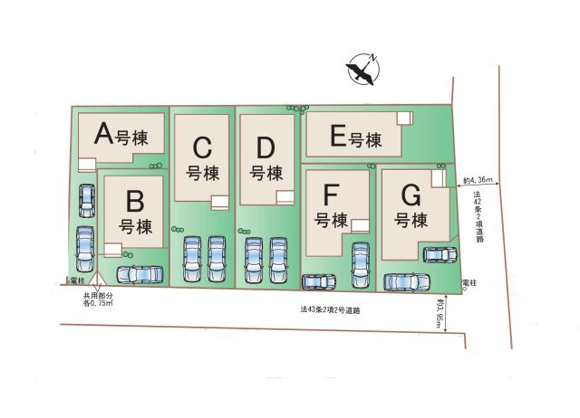 春日市須玖北5丁目第1-7棟（F号棟）の区画図|配置図（F号棟）