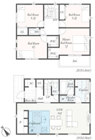 秦野市第2曽屋　新築戸建　全4棟2号棟の間取り