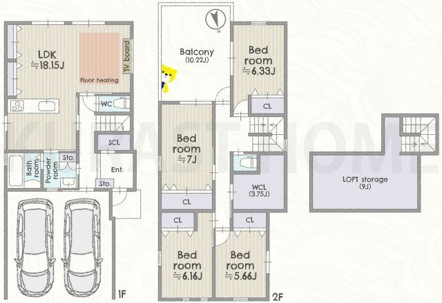 京都市伏見区久我東町　中古戸建の間取り