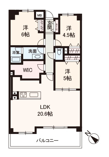 【間取り】 | セレッソコート光明池ステーションシティ | 全居室に収納スペースを設けた3LDK。居住空間を片付けられ、有効的にご活用いただけます！陽当たり良好な南西向きバルコニー付き。