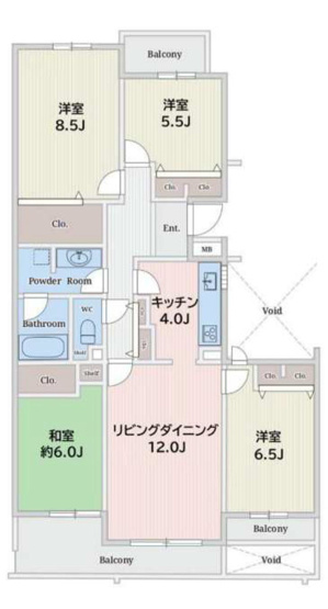 【間取り】 | 蓮生寺公園通り三番街三号棟 | 4LDKはリビングダイニングキッチンと4つの居室がある間取りで、大家族や二世帯住宅に最適。広々としたリビングで家族団らんを楽しみ、個室でプライベートな時間も確保でき、快適な生活を送ることができますよ。