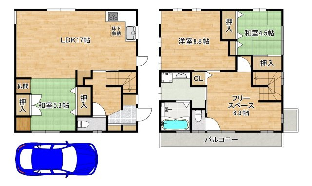 日置荘西町７丁　中古一戸建の間取り