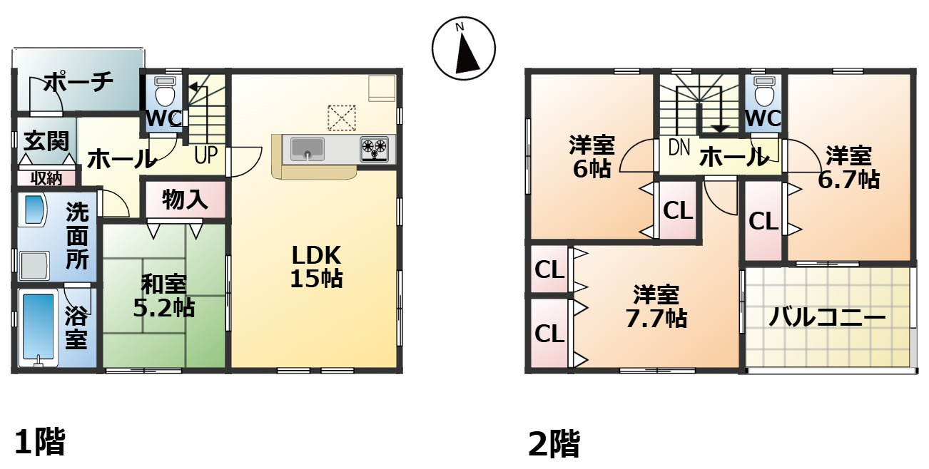 大津市雄琴5丁目新築戸建(2号地)の間取り