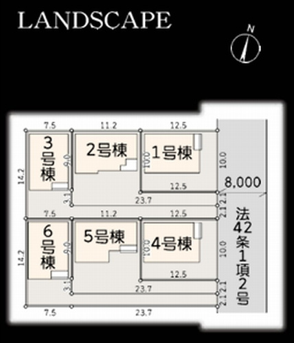 【区画図】 | 【仲介手数料０円】藤沢市菖蒲沢第3　新築一戸建て　全6棟 | 【仲介手数料０円】藤沢市菖蒲沢第3　新築一戸建て　全6棟