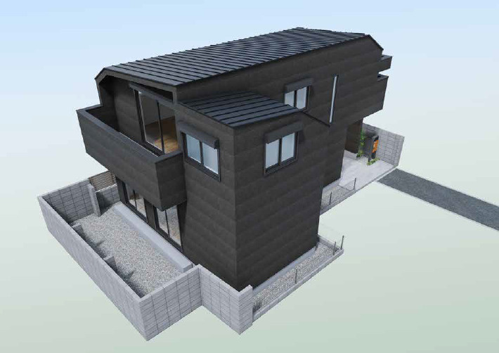 杉並区下井草1丁目　ハイグレード×制震　車庫付き大型住宅　限定1棟の外観パース