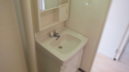 ビラシティ鈴木の独立洗面台|独立洗面台、小物を置くことができて便利です