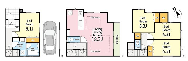 ＜LIBERi リーベリー＞板橋区成増1丁目　角地×好アクセス　建築条件付　限定1区画の参考プラン|4LDK+車庫 　敷地面積 57.88ｍ2　建物面積 110.93ｍ2　建物価格 2,200万円