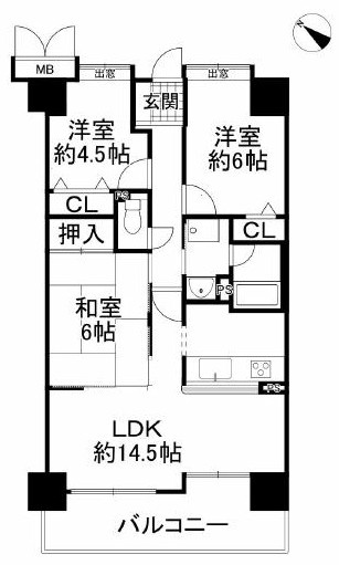 メゾンドール瀬田公園都市2番館　13Fの間取り