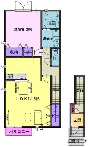 クレールの間取り|ゆとりの17.6帖LDKを中心に、暮らしやすさを考えたバランスの良い間取り。