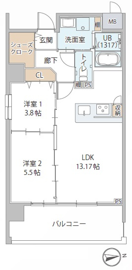 【間取り】 | MAISON COULEUR UESHIO | パンフレット写真
※間取り反転