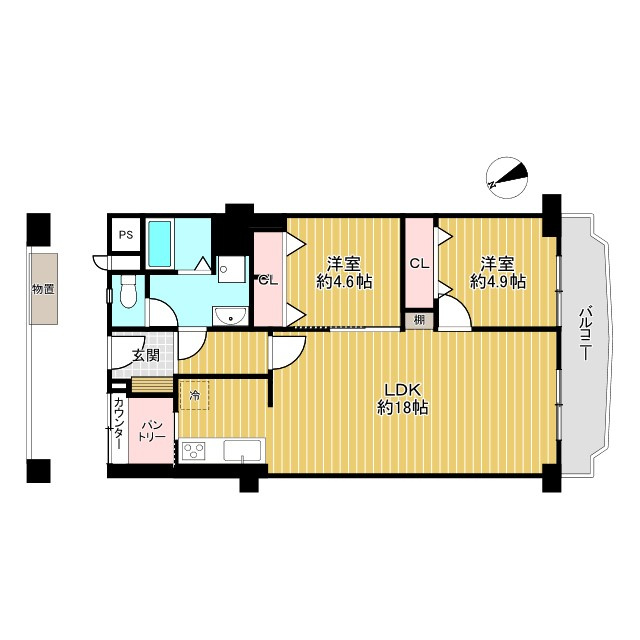 クローバーハイツ森小路二号棟の間取り