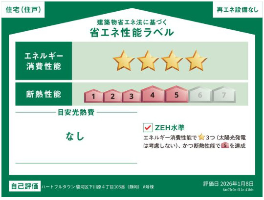 売新築戸建　静岡市駿河区下川原4丁目の省エネ性能ラベル