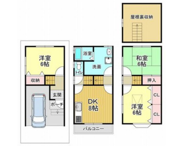 【間取り】 | 山科区上花山桜谷　中古戸建