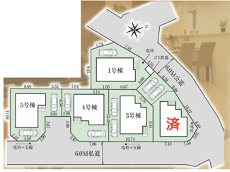 【区画図】 | 【仲介手数料無料！！】川崎市麻生区細山4丁目　新築戸建て（全5棟）3号棟　4980万円