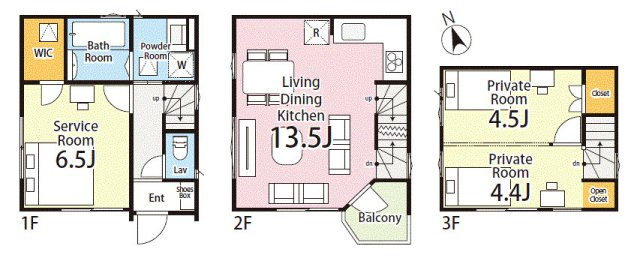 練馬区豊玉北1丁目　建築条件付売地　限定1区画の参考プラン|1(２)LDK+S+WIC　敷地面積 40.64ｍ2　建物面積 67.35ｍ2　建物価格 2,090万円