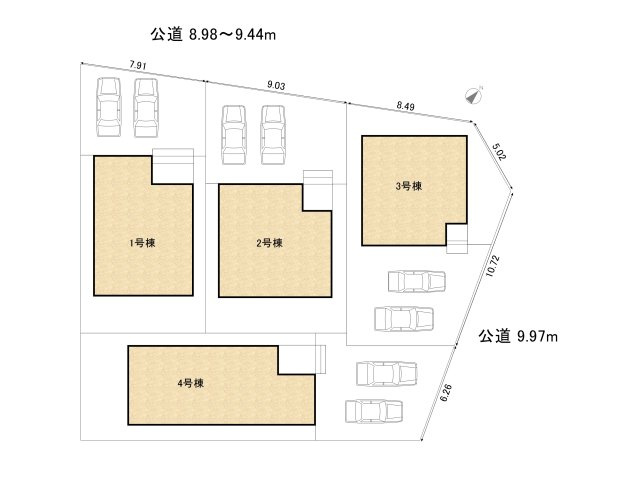 碧南第66照光町　新築住宅＜3号棟＞の区画図|駐車場並列２台可能